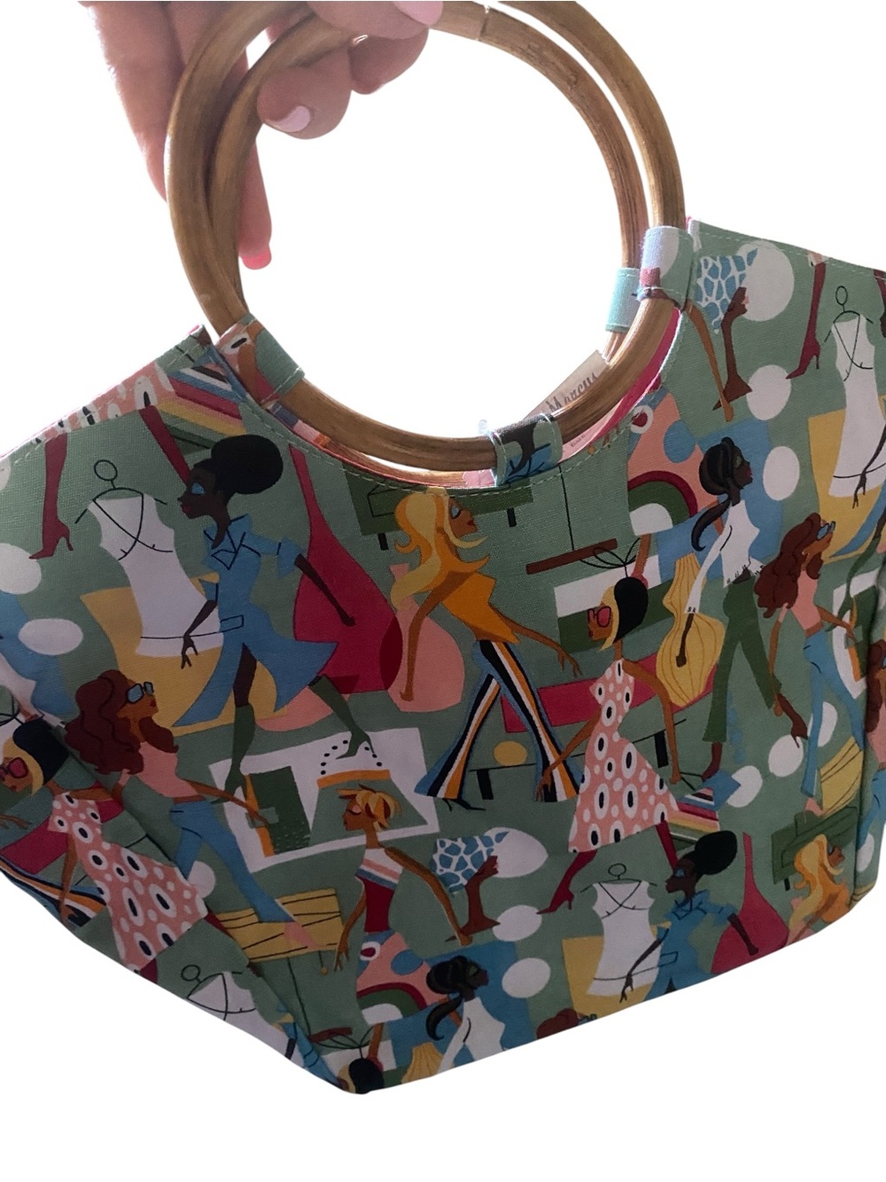 Women’s Fashion Diva Print Bamboo Handles Neiman Marcus New w Tags